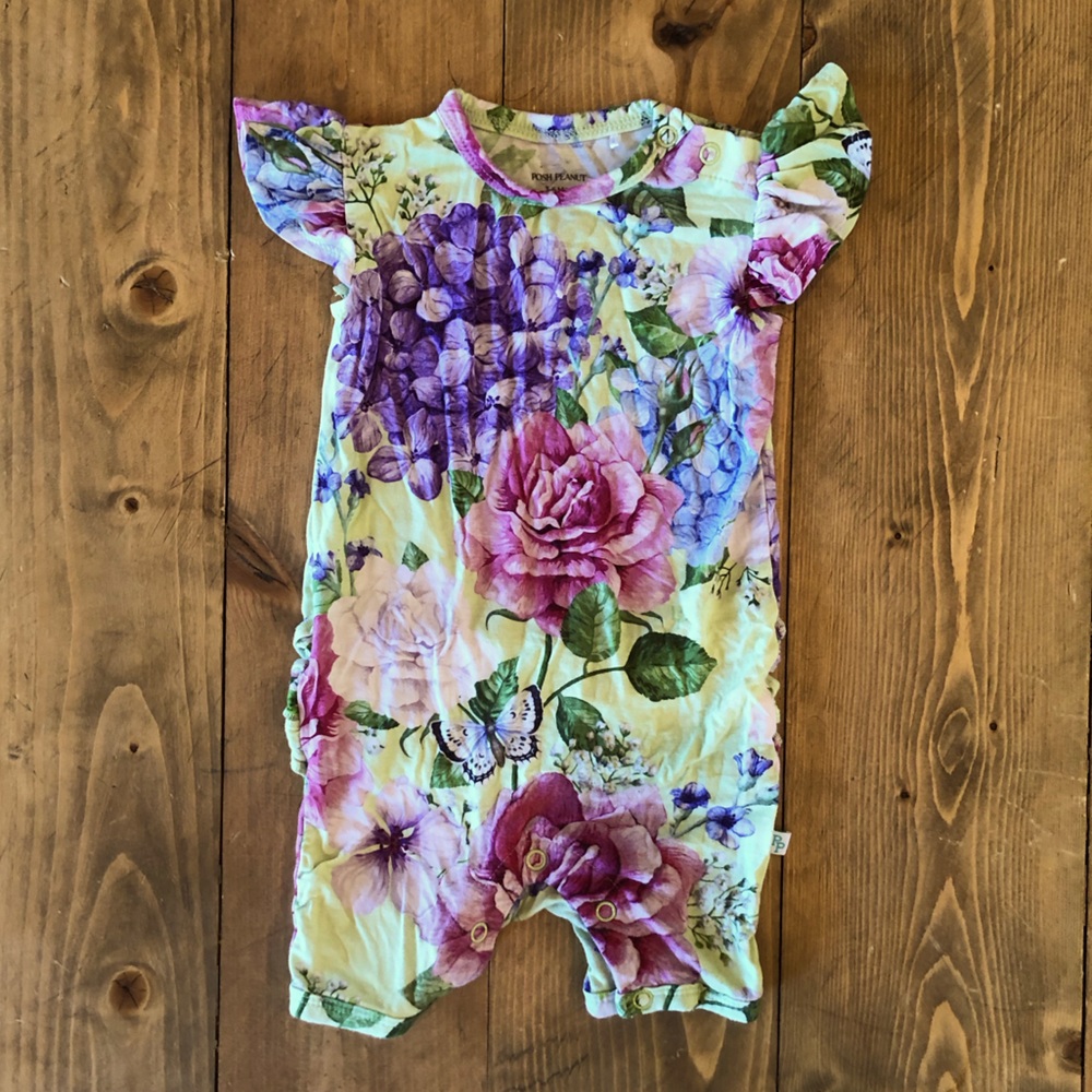 Posh Peanut Short Ruffled Romper 3-6 months